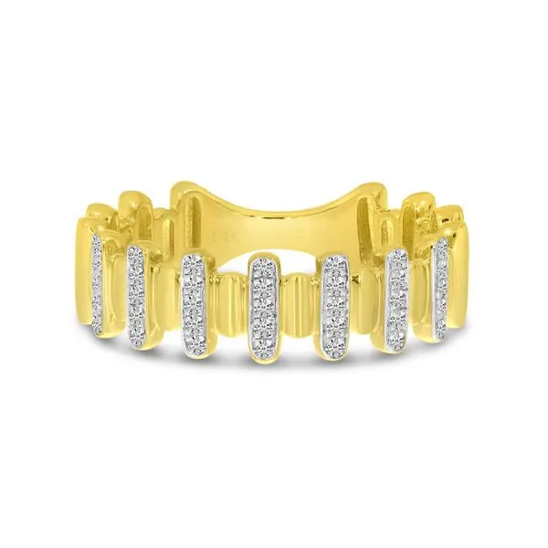 14K Yellow Gold Textured Diamond Bar Band Castle Couture Fine Jewelry Manalapan, NJ