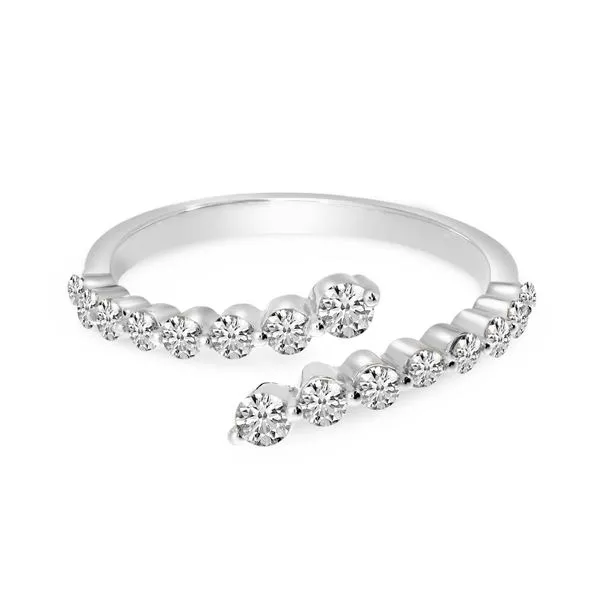 14K White Gold Graduated Diamonds Bypass Ring Image 2 J. Meredith Jewelers Delafield, WI
