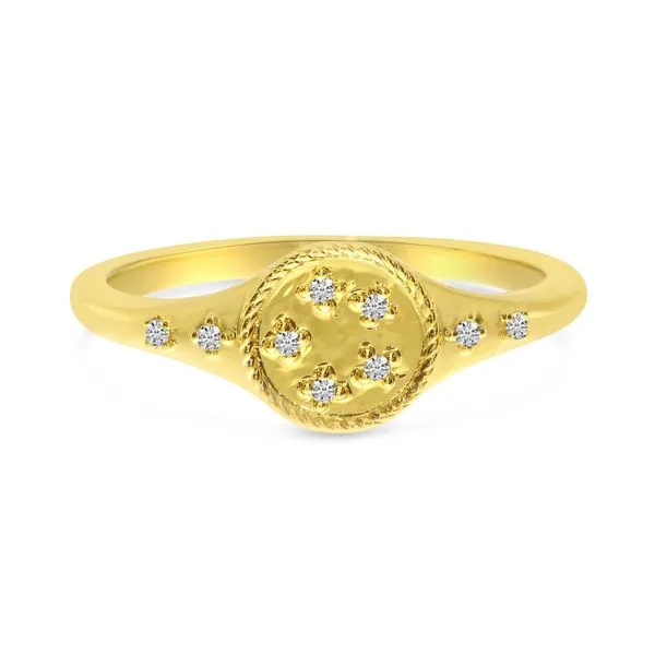 14K Yellow Gold Scattered Diamond Signet Ring Ambassador Diamond Jewelers Tucson, AZ