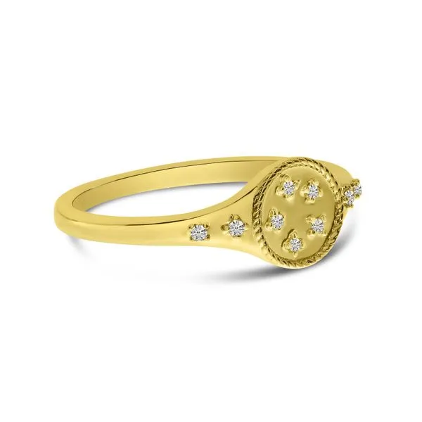 14K Yellow Gold Scattered Diamond Signet Ring Image 3 Ambassador Diamond Jewelers Tucson, AZ