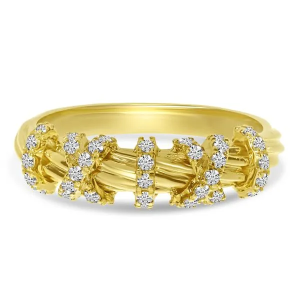 14K Yellow Gold .30 ct Diamond Twisted Textured Band Ring J. Meredith Jewelers Delafield, WI