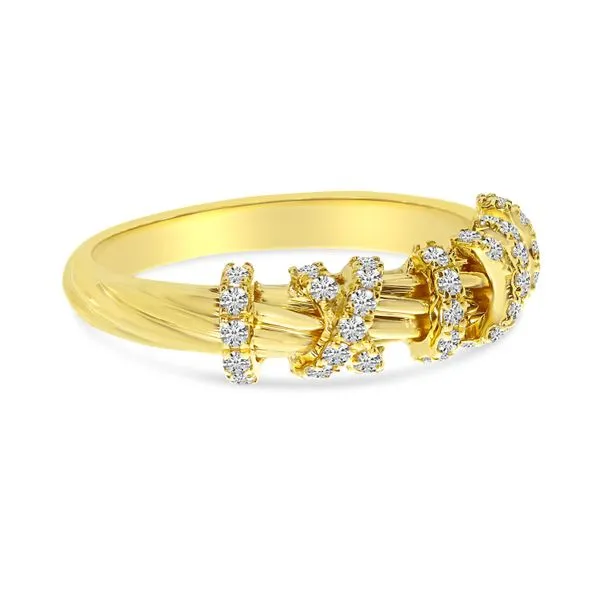 14K Yellow Gold .30 ct Diamond Twisted Textured Band Ring Image 3 Moseley Diamond Showcase Inc Lexington, SC