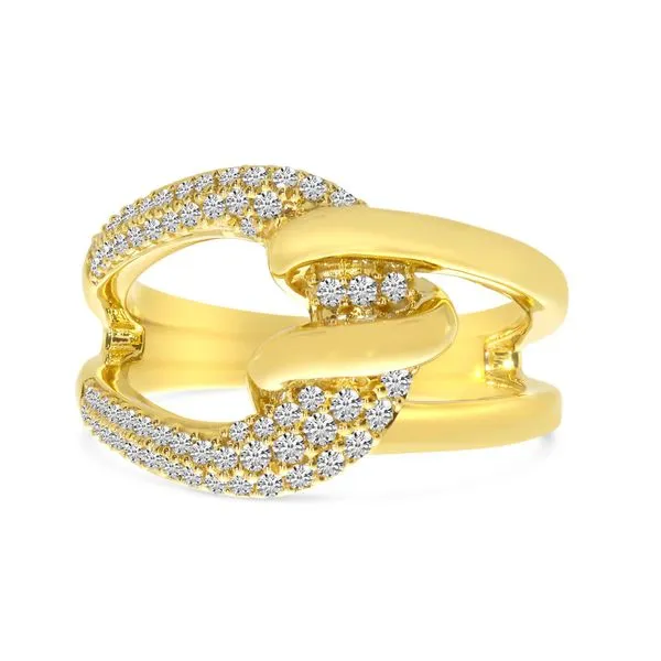 14K Yellow Gold Pave Diamond Twist Ring Image 2 Castle Couture Fine Jewelry Manalapan, NJ