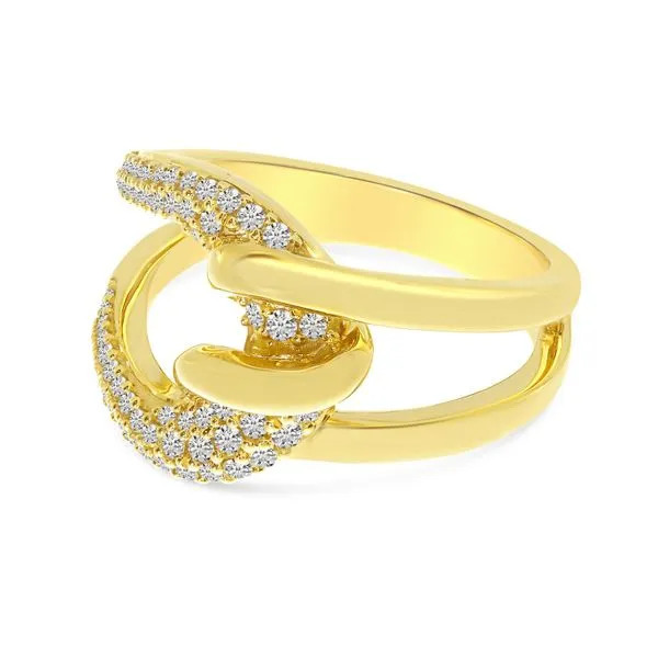 14K Yellow Gold Pave Diamond Twist Ring Image 4 Castle Couture Fine Jewelry Manalapan, NJ