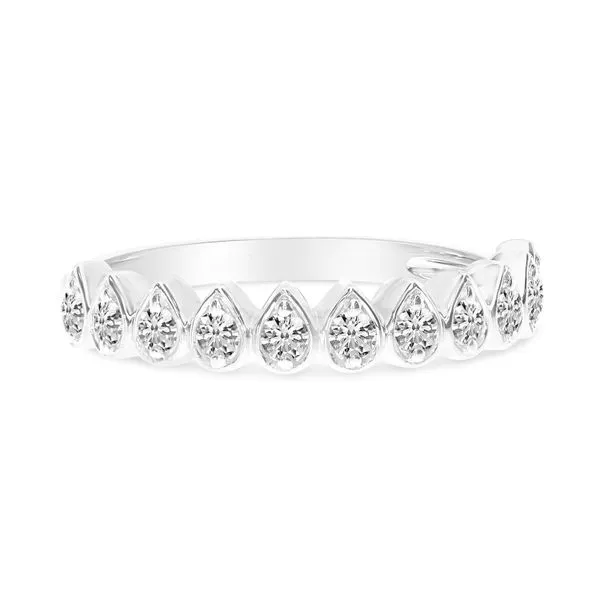 14K White Gold Diamond Bezel Pear Shape Stackable Band Ambassador Diamond Jewelers Tucson, AZ
