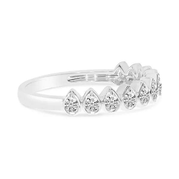 14K White Gold Diamond Bezel Pear Shape Stackable Band Image 2 Ambassador Diamond Jewelers Tucson, AZ
