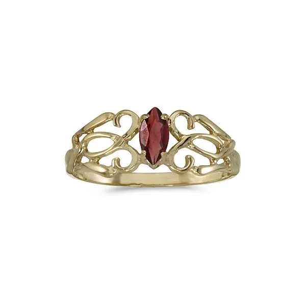 10k Yellow Gold Marquise Garnet Filagree Ring Davidson Jewelers East Moline, IL