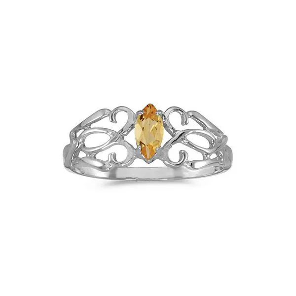 10k White Gold Marquise Citrine Filagree Ring Ambassador Diamond Jewelers Tucson, AZ