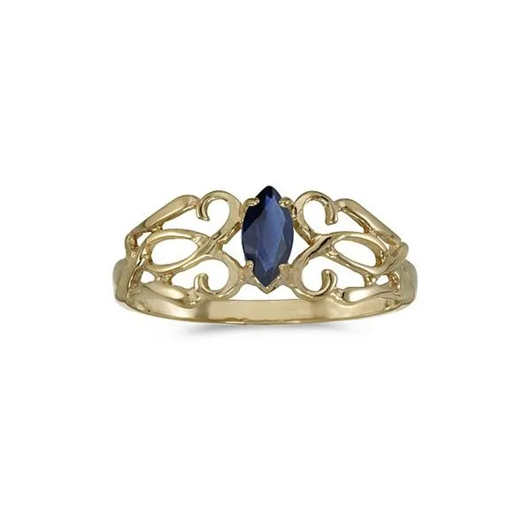 14k Yellow Gold Marquise Sapphire Filagree Ring Ambassador Diamond Jewelers Tucson, AZ