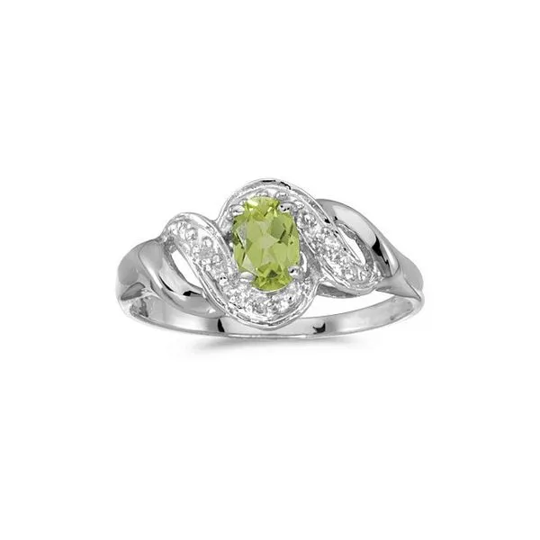 10k White Gold Oval Peridot And Diamond Swirl Ring Ambassador Diamond Jewelers Tucson, AZ