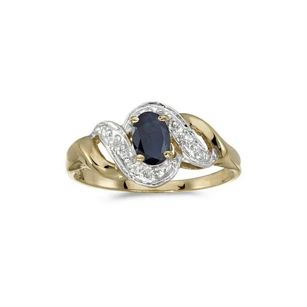 14k Yellow Gold Oval Sapphire And Diamond Swirl Ring Ambassador Diamond Jewelers Tucson, AZ