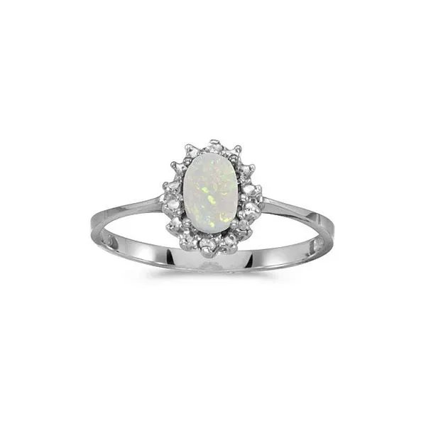 10k White Gold Oval Opal And Diamond Ring Ambassador Diamond Jewelers Tucson, AZ