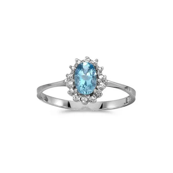 10k White Gold Oval Blue Topaz And Diamond Ring Ambassador Diamond Jewelers Tucson, AZ