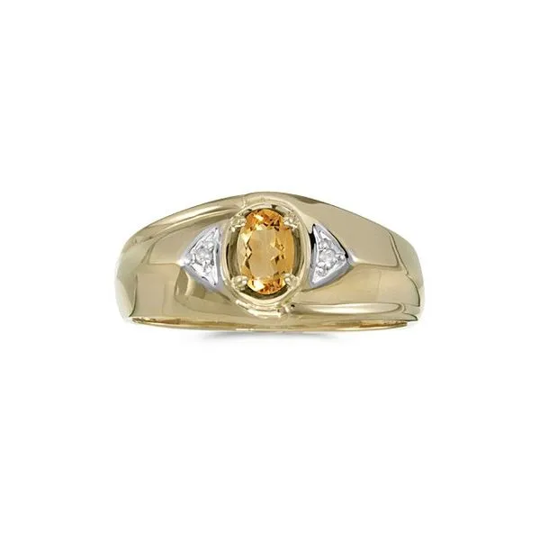 10k Yellow Gold Oval Citrine And Diamond Gents Ring Ambassador Diamond Jewelers Tucson, AZ