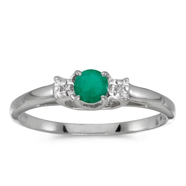 10k White Gold Round Emerald And Diamond Ring Ambassador Diamond Jewelers Tucson, AZ