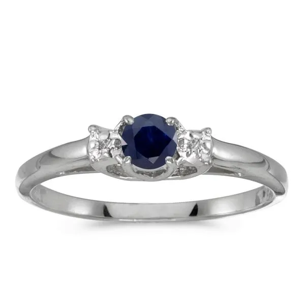 14k White Gold Round Sapphire And Diamond Ring Ambassador Diamond Jewelers Tucson, AZ