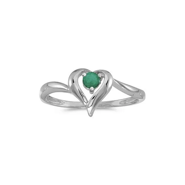 10k White Gold Round Emerald Heart Ring Ambassador Diamond Jewelers Tucson, AZ