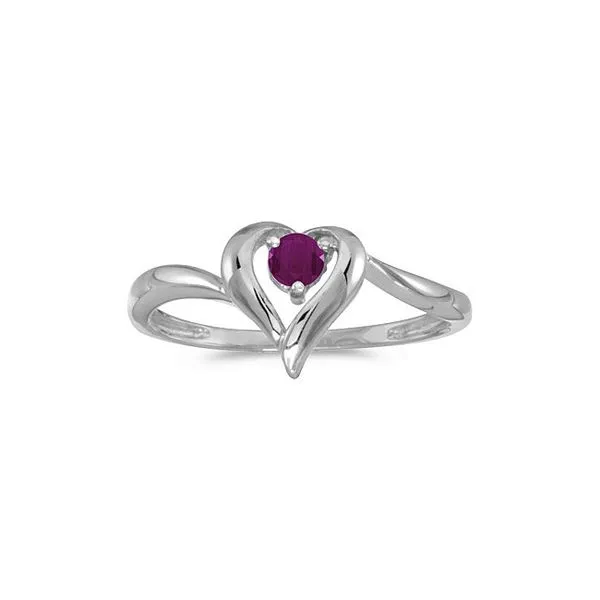 10k White Gold Round Ruby Heart Ring Davidson Jewelers East Moline, IL