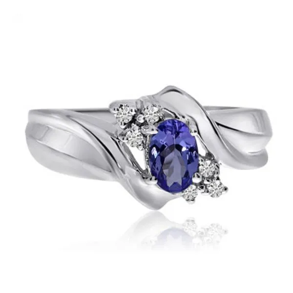 14K White Gold 6x4 Oval Tanzanite and Diamond Fashion Ring Ambassador Diamond Jewelers Tucson, AZ