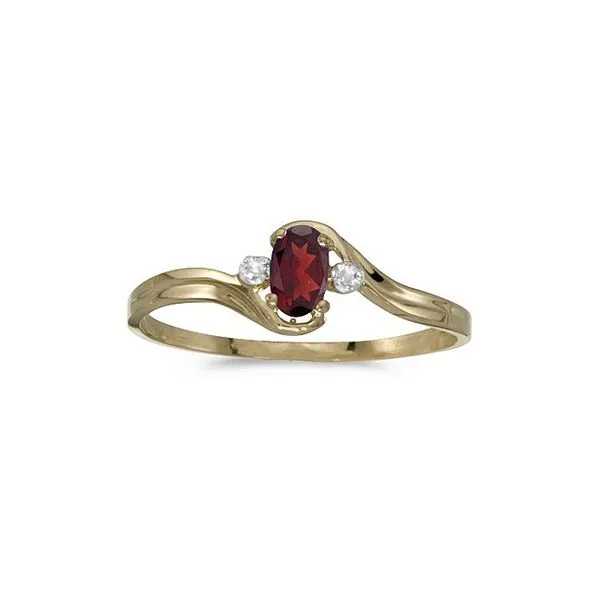 10k Yellow Gold Oval Garnet And Diamond Ring Ambassador Diamond Jewelers Tucson, AZ