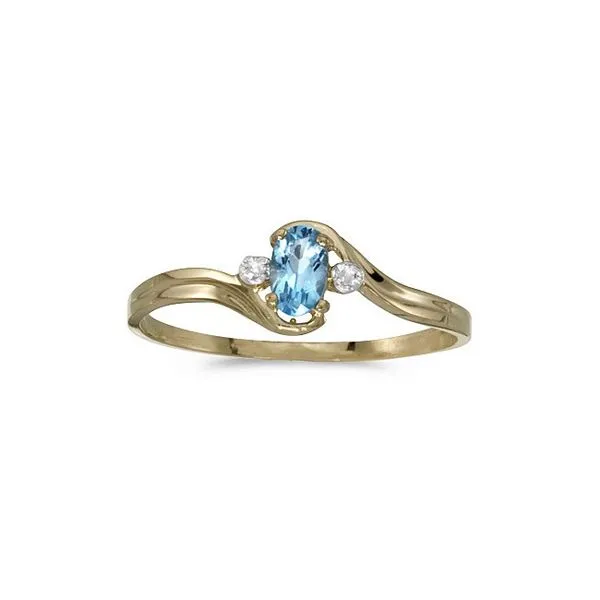 10k Yellow Gold Oval Blue Topaz And Diamond Ring Ambassador Diamond Jewelers Tucson, AZ