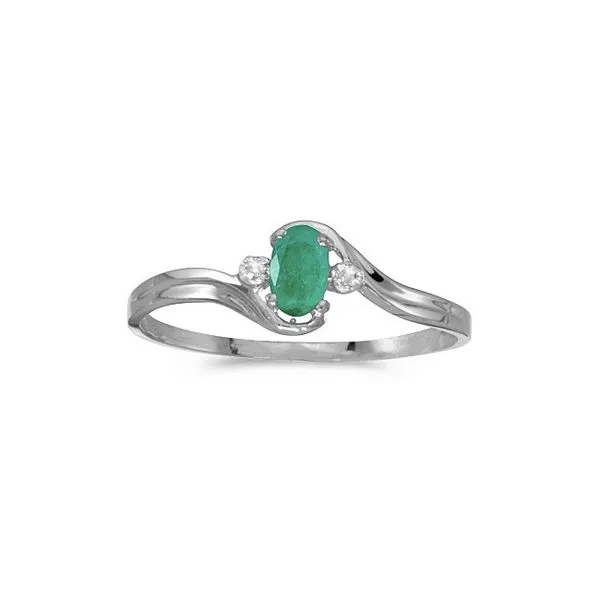10k White Gold Oval Emerald And Diamond Ring Ambassador Diamond Jewelers Tucson, AZ