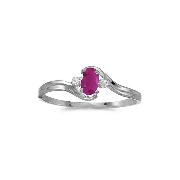 14k White Gold Oval Ruby And Diamond Ring Ambassador Diamond Jewelers Tucson, AZ