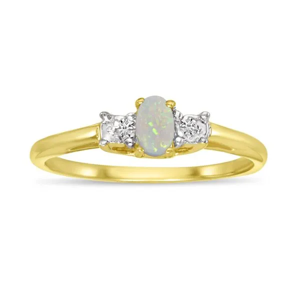 10K Yellow Gold Oval Opal and Diamond Birthstone Ring Ambassador Diamond Jewelers Tucson, AZ