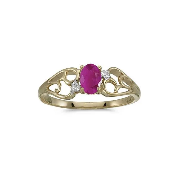 10k Yellow Gold Oval Ruby And Diamond Ring Ambassador Diamond Jewelers Tucson, AZ