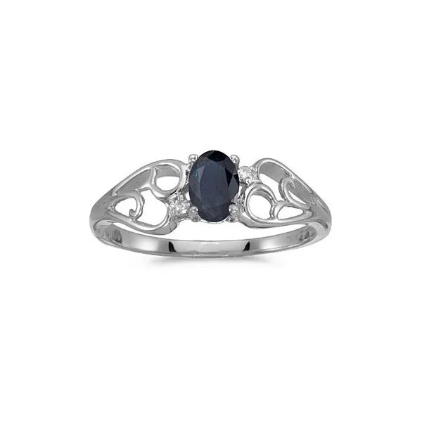 10k White Gold Oval Sapphire And Diamond Ring Ambassador Diamond Jewelers Tucson, AZ