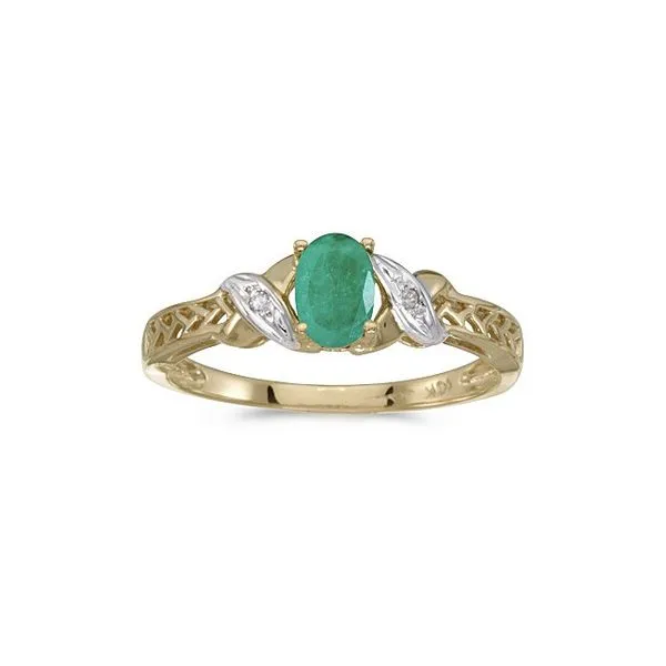 14k Yellow Gold Oval Emerald And Diamond Ring Ambassador Diamond Jewelers Tucson, AZ