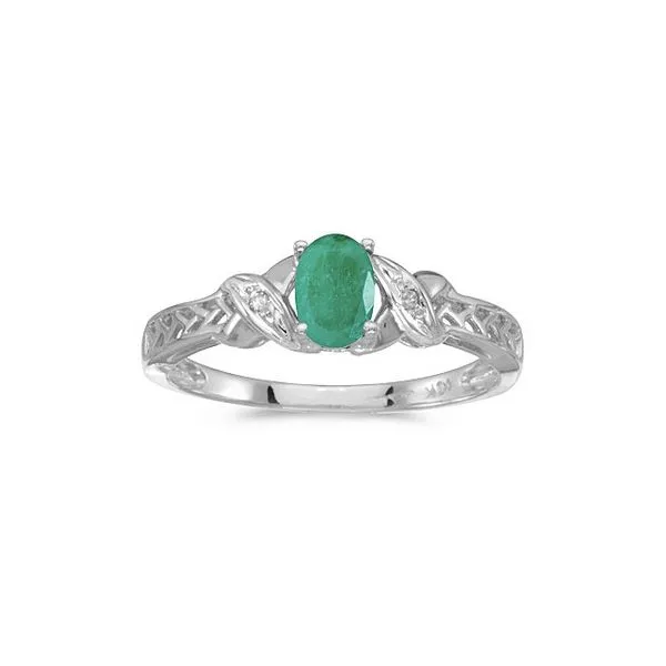 14k White Gold Oval Emerald And Diamond Ring Ambassador Diamond Jewelers Tucson, AZ