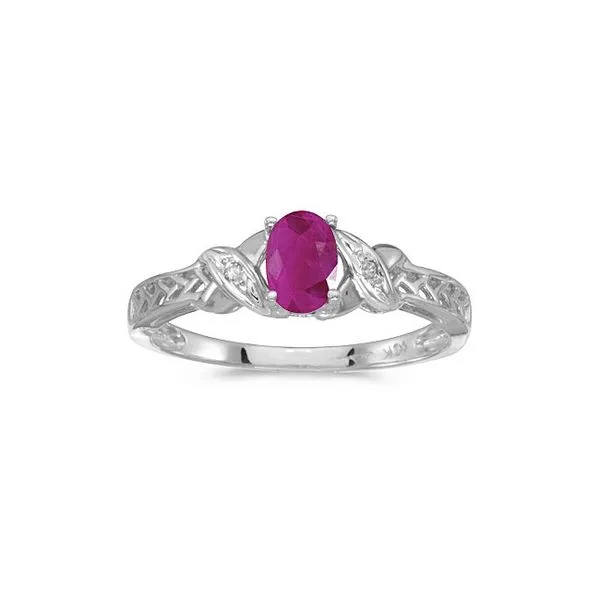 14k White Gold Oval Ruby And Diamond Ring Ambassador Diamond Jewelers Tucson, AZ