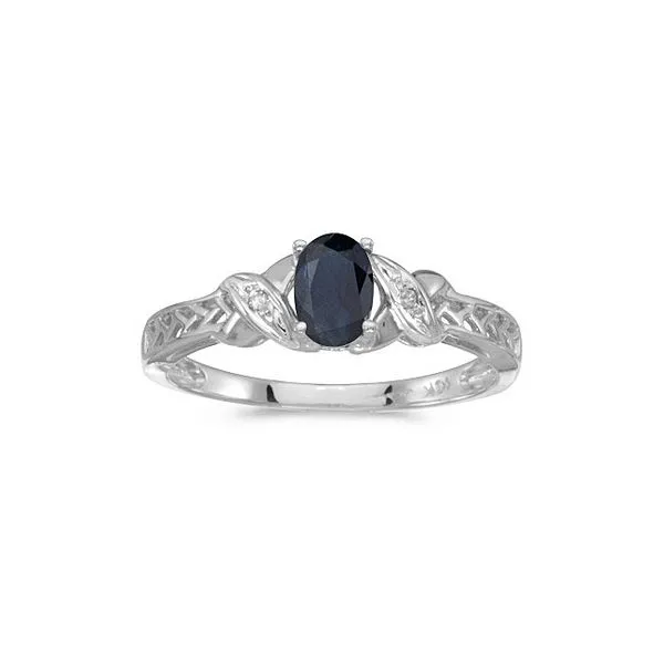 14k White Gold Oval Sapphire And Diamond Ring Ambassador Diamond Jewelers Tucson, AZ