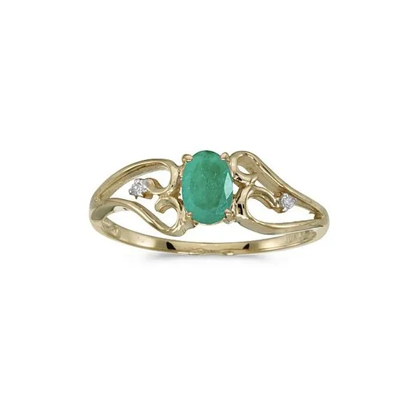 10k Yellow Gold Oval Emerald And Diamond Ring Ambassador Diamond Jewelers Tucson, AZ