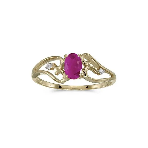 10k Yellow Gold Oval Ruby And Diamond Ring Ambassador Diamond Jewelers Tucson, AZ