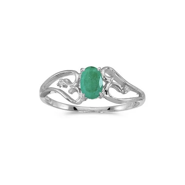 10k White Gold Oval Emerald And Diamond Ring Ambassador Diamond Jewelers Tucson, AZ