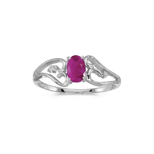 10k White Gold Oval Ruby And Diamond Ring Ambassador Diamond Jewelers Tucson, AZ