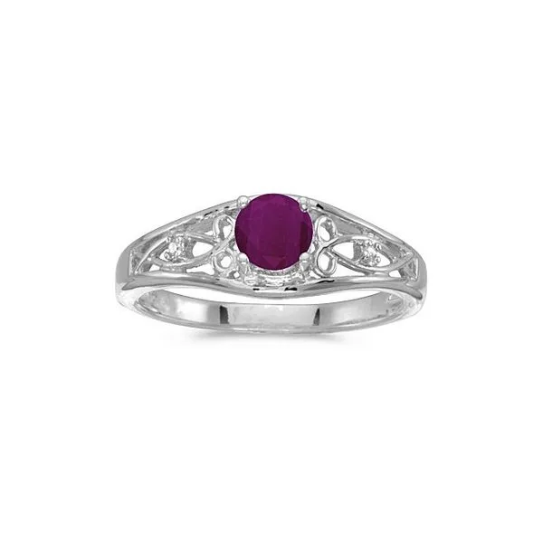 10k White Gold Round Ruby And Diamond Ring Ambassador Diamond Jewelers Tucson, AZ