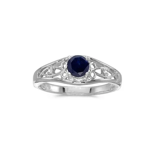 10k White Gold Round Sapphire And Diamond Ring Ambassador Diamond Jewelers Tucson, AZ