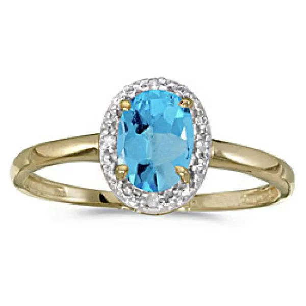 10k Yellow Gold Oval Blue Topaz And Diamond Ring Ambassador Diamond Jewelers Tucson, AZ