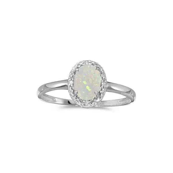 10k White Gold Oval Opal And Diamond Ring Ambassador Diamond Jewelers Tucson, AZ