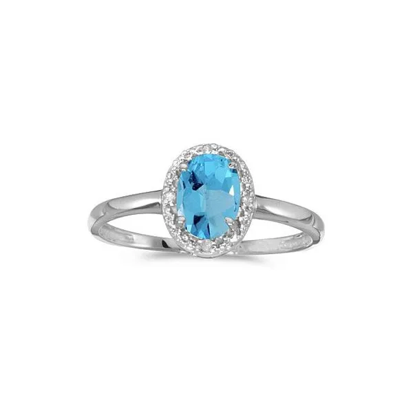 10k White Gold Oval Blue Topaz And Diamond Ring Ambassador Diamond Jewelers Tucson, AZ