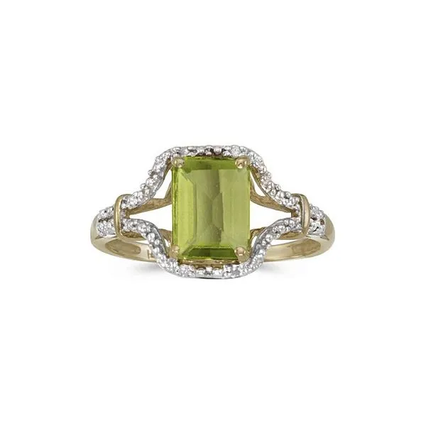 10k Yellow Gold Emerald-cut Peridot And Diamond Ring Ambassador Diamond Jewelers Tucson, AZ