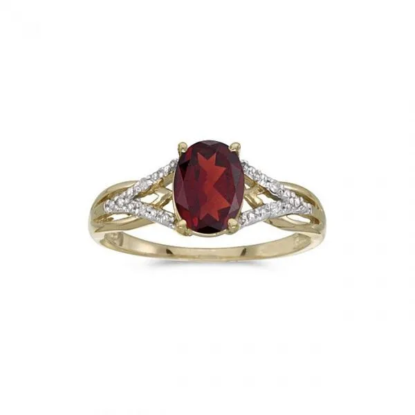 10k Yellow Gold Oval Garnet And Diamond Ring Ambassador Diamond Jewelers Tucson, AZ