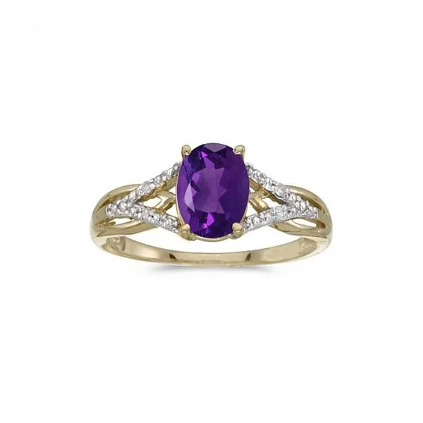 10k Yellow Gold Oval Amethyst And Diamond Ring Ambassador Diamond Jewelers Tucson, AZ