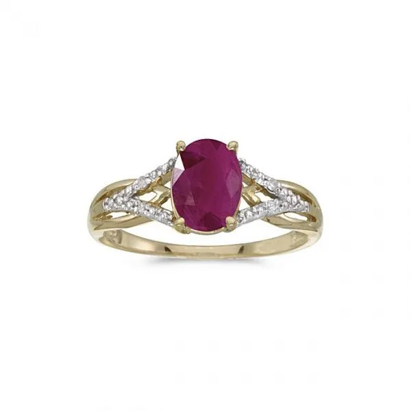 10k Yellow Gold Oval Ruby And Diamond Ring Ambassador Diamond Jewelers Tucson, AZ