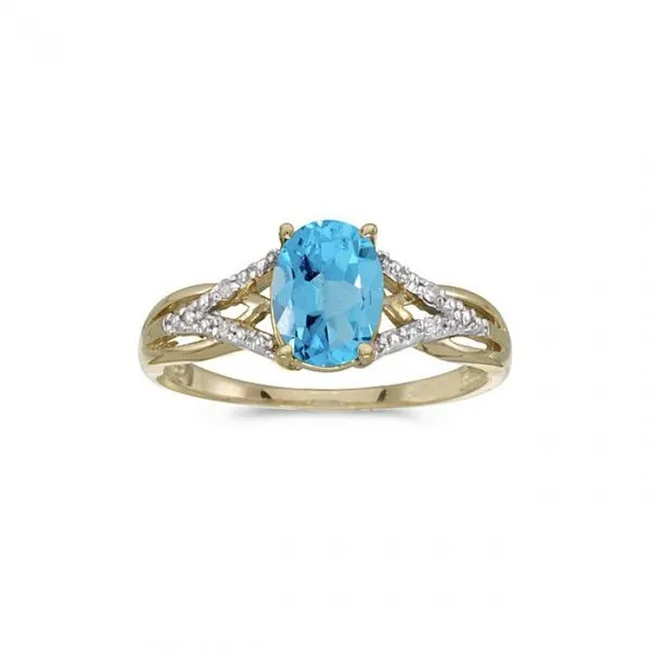10k Yellow Gold Oval Blue Topaz And Diamond Ring Ambassador Diamond Jewelers Tucson, AZ