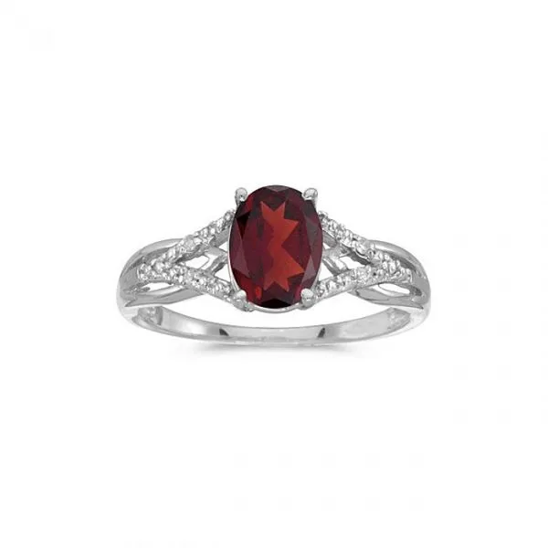 10k White Gold Oval Garnet And Diamond Ring Ambassador Diamond Jewelers Tucson, AZ