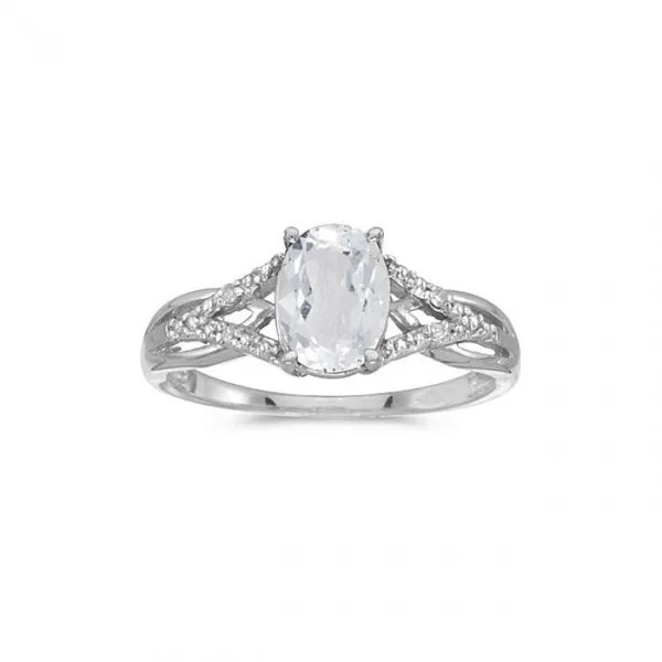 10k White Gold Oval White Topaz And Diamond Ring Ambassador Diamond Jewelers Tucson, AZ